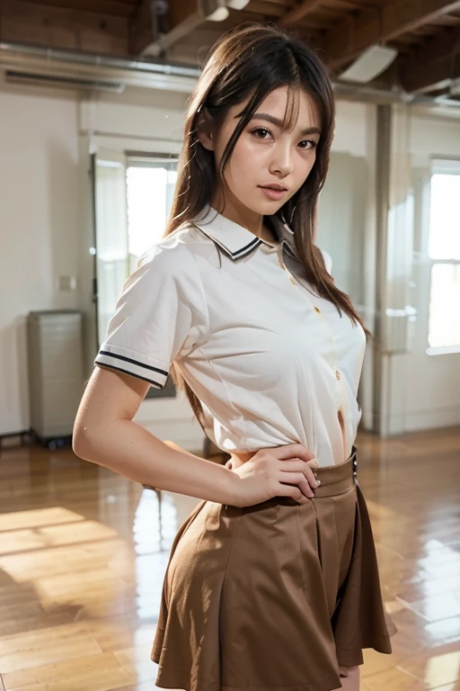 OL1 Location、(Japanese office lady lying on tatami and showing off her panties:1.1)、(Sleeping on your back:1.4)、wet panties、small panties、realistic、tights、skirt、collared shirt、realistic skin texture、realistic、(アップskirt、skirtリフト)、smile:1.5、highest quality、masterpiece:1.3、ultra high resolution、Angle of view from below:1.85、close-up of crotch:2.2、((spread your legs to the side:1.4))、((look viewer:1.4))、the most beautiful woman in the world、bold pose、glamor shot、sweaty、a wet lower body、