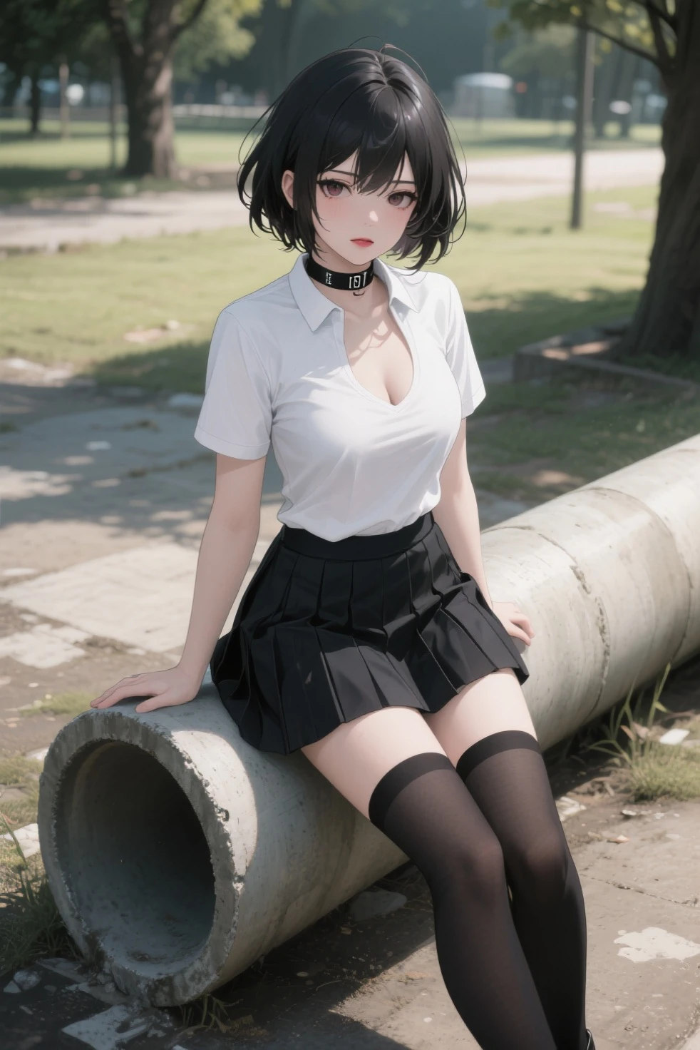 Japanese, mature woman, milf, black hair, short hair, farmer outfit, , thin waist, thin legs, skinny legs, slim body, small breasts, saggy breasts, sunny day, rice plantation, cinematic lighting, sweaty body , freckles on cheeks, wrinkles