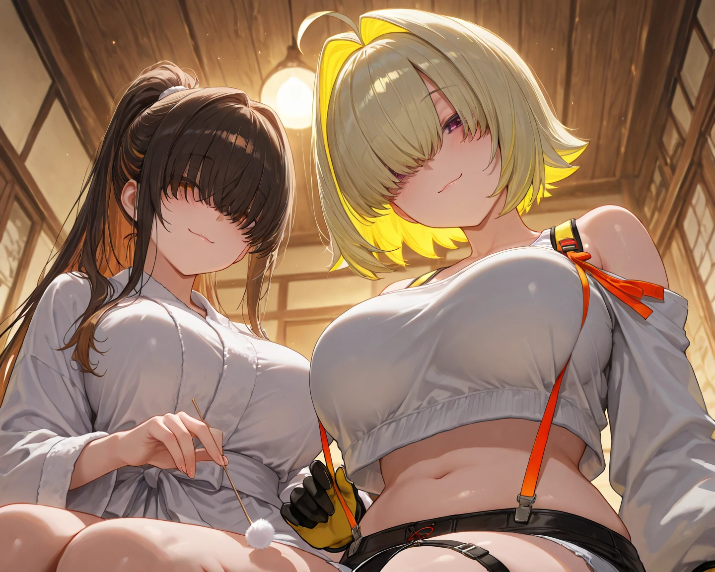 KonoSuba、Darkness、 (On all fours)、(((naked)))、(Big Breasts)、((Big Boobs))、(((Massage the breasts to produce breast milk)))