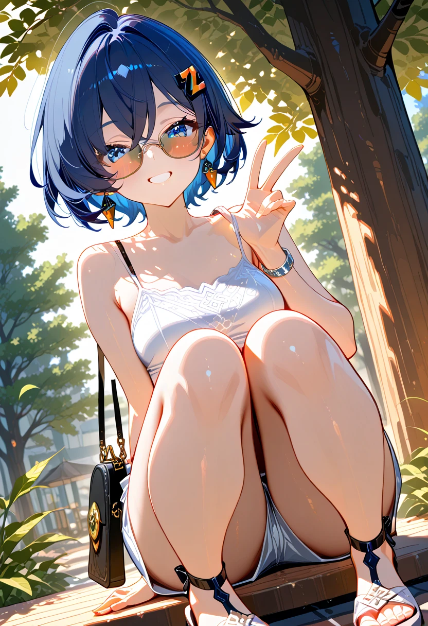 Masterpiece、最high quality、high quality、High definition、High resolution、High detail、Lens flare、Ray Tracing、high qualityのテクスチャー、high qualityの影、Beautiful details、Detailed explanation、Detailed texture、Realistic facial expression、Realistic and colorful、Delicate、Cinematic Light、Side light、Sharp Focus、(1 Girl:1.3)、(Intricate detailakeup、Pure Eros Face_v1:0.5)、(Details Beautiful delicate face、Detailed beautiful delicate eyes、Perfect Facial Proportions、Detailed skin、Charm)、Facial expression during orgasm、Fancy Short Hair、Beautiful bangs、(Two-tone gradient hair color)、slender、(Upturned beautiful breasts)、(Detailed crotch、Open crotch、Showing off your crotch)、Female juice、Experiencing the best orgasm、(Spread your knees and open your legs)、(Raise your arm and make a peace sign)、Light-colored mini bikini、Detailed abdomen、Light-colored V-cut、See-through、Light-colored thong、Thighs、Beautiful buttocks、coat、Low-angle composition、bench、(Take a deep breath、Work on this image step by step)