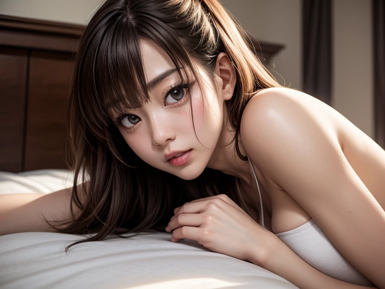 masterpiece ,perfect anatomy,super detailed skin,perfect hand,(evil:1.2),ideal ratio body proportions,masutepiece, Best Quality, Illustration, Ultra-detailed, finely detail, hight resolution, 8K Wallpaper, Perfect dynamic composition, Beautiful detailed eyes, Women's Fashion Summer,Medium Hair, C Cup Breast, Natural Color Lip, Bold sexy poses,Very Skinny,sea side hotel balcony、20 years girl、Cute、Aizawa Minami fece,Sexy shot ,Sexy pose,head tilt,looking at camera, Brass Strap Display,micro bikini,(doggy style pose,face-down bottom-up:1.2),