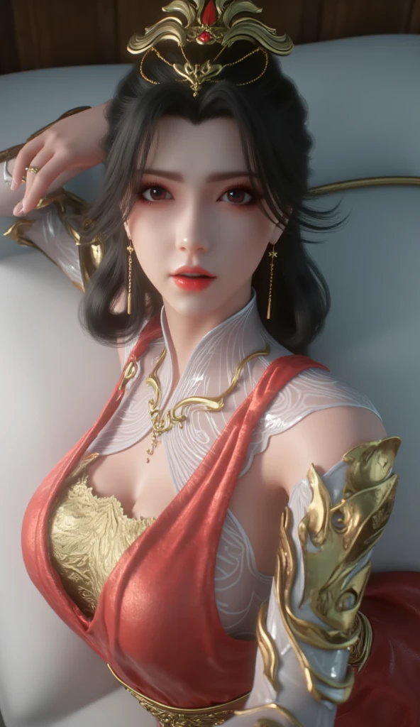 "1 beautiful girl wearing a traditional costume, a long thin pale pink dress made of meticulously made silk, deep slit shirt, historical style costumes, sexy ancient style, jet black curly hair, the most beautiful and detailed hair jewelry, beautiful little face thin eyebrows, the most beautiful and spotless face, ((black iris:0.8)), the very beautiful eyes, big round eyes, ((brown pink color eyes:1.1)), fine and detailed makeup eyelashes, high nose, wearing earrings, small red lips, rosy face, clean face, beautiful face without blemish, smooth white skin, ((big breasts:1.2)), Blums boobs, ((big and super round breasts:1.5)), ((super tight breasts:1.2)), ((breast augmentation:1.5)), beautiful breasts, slim and petite body, ((thin waist: 0.9)), frontal portrait of a beautiful girl, sexy girl, skirt, fishnet stockings color coordinated according to the outfit, pose elegantly, elegantly, and politely, 8k photo, super high quality, super realistic, 10x super pixels, photo realistic, dark studio, border light, two tone light, (detailed skin high: 1.2), 8k uhd, dslr, soft light, high quality, volumetric light, candid, Photo, high resolution, light, best photo, 4k quality, 8k, Bokeh, Smooth and sharp, pixel up 10 times, lightning, super graphics, the most realistic graphics, (((red thunder background:1.4)))1 girl, alone, solo, (((frontal portrait:1))), Extremely sharp, super realistic images, ((outside scene of falling peach blossoms:1.2))), ((angle shot tilted from bottom to 45 degrees)),"