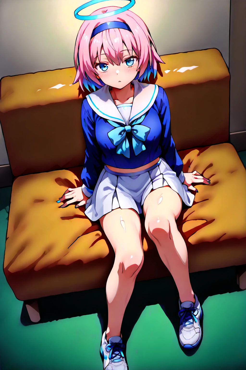 ((Purple Hair))､ ((Short Bob Hair))､ ((pretty girl))､ (Yellow Eyes)､ ((First Person View))､ (1 Girl)､ (1 person)､ ((Completely naked))､ ((Pink nipples))､ (Superior)､ ((Completely naked))､ (blush)､ (Small breasts)､(Baby Face)､((some perfect pussy))､ (Middle school students)､(Small breasts)､((Spread your legs))､ bed､ (sit)､(front)