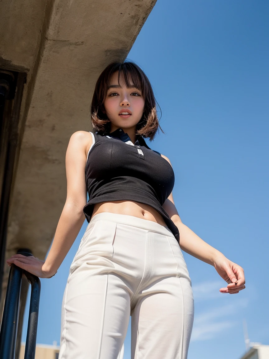 Character: _Lisa Simpsons realista_ version, short t-shirt, short shorts, ultra realistic, best quality, sexy gorgeous body, extreme richness of detail, realistic proportions, depth of field, full body photography.