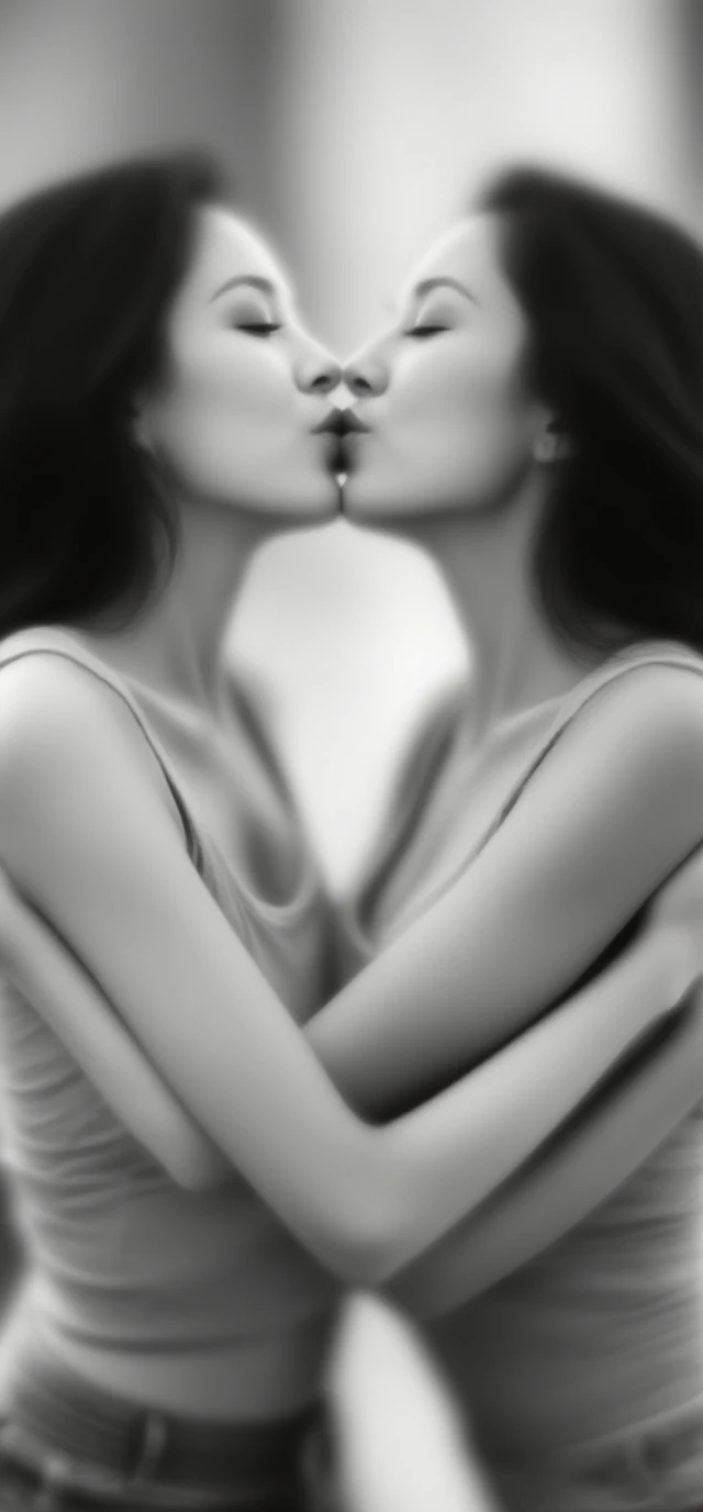 Women kissing. lips, Ultra realistic