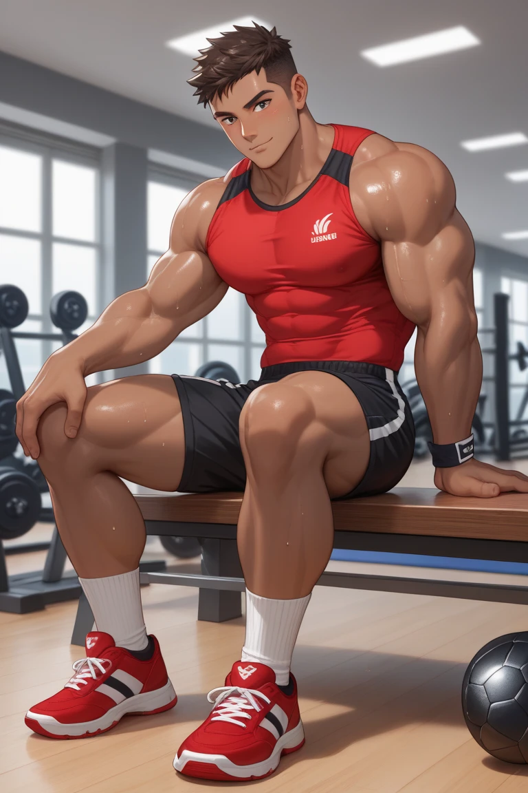 Muscular man in Adidas clothing 