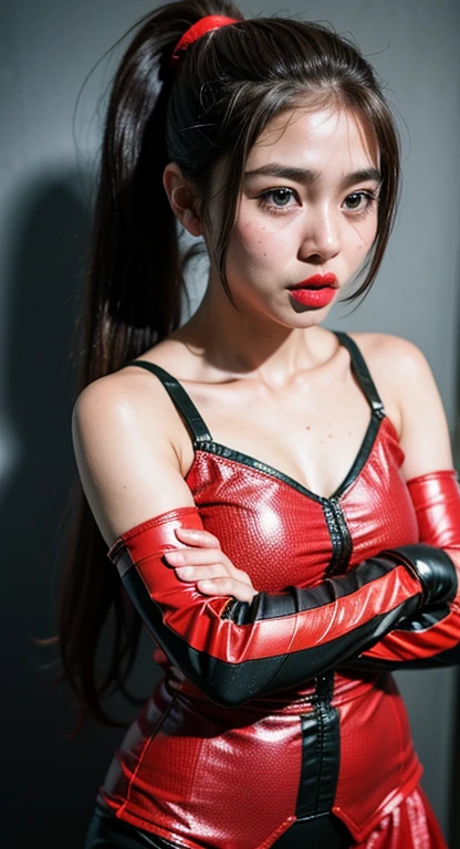 an asian taiwan woman,bondage,bdsm harness, red harness
(masterpiece,best quality),(extremely detailed),(bright studio lighting),(sharp focus),picture perfect face,(perfect eyes),(beautiful face,sexy,erotic,beautiful detailed eyes,pubic hair,twintail latex
beautiful photo, drips cum from pussy,