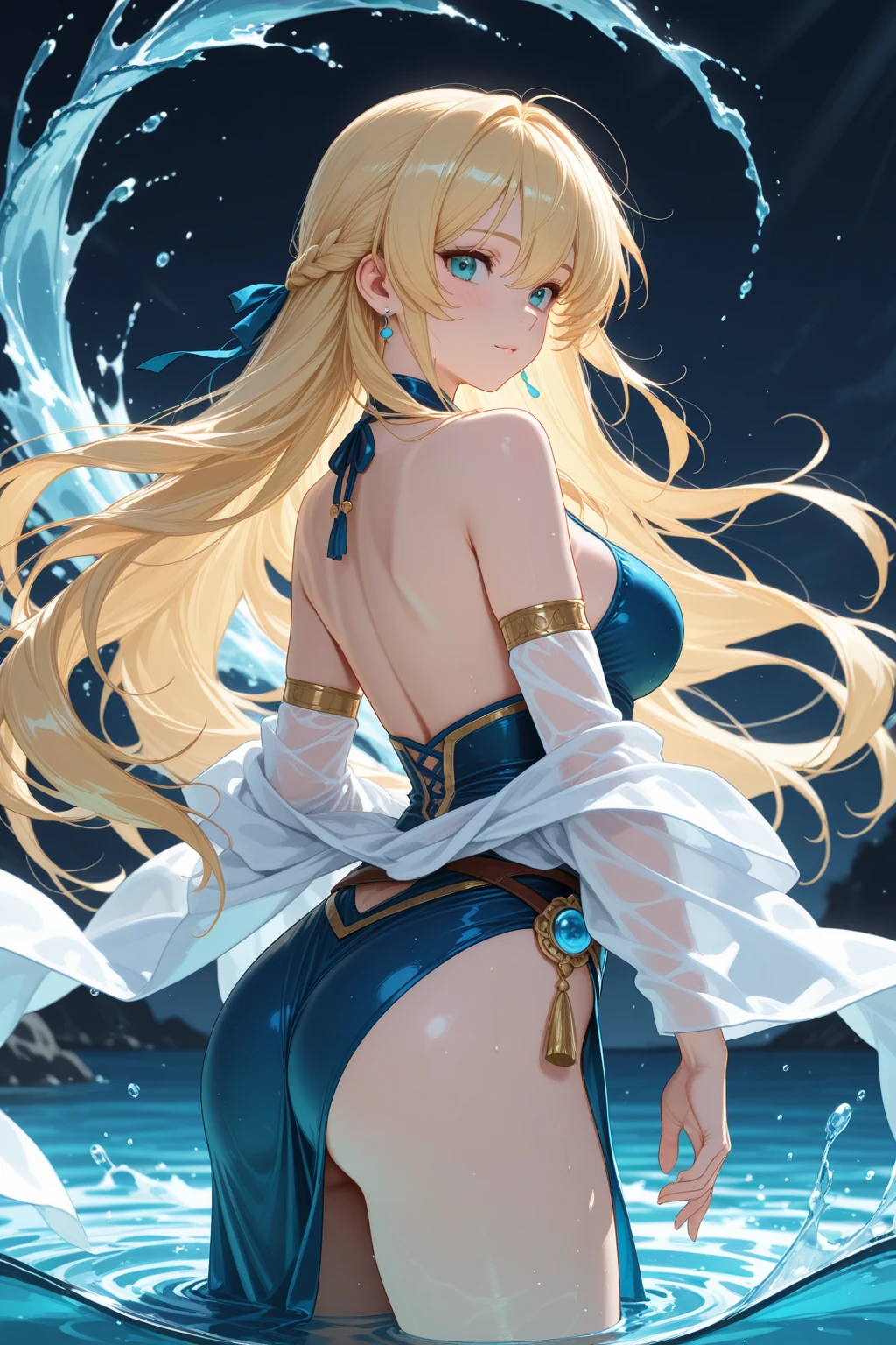 nsfw,[(Black background:1.4)::10],(Delicate and detailed), (Intricate details), (Cinematic Light, Top quality backlighting), Clear lines,  high school girl，Perfect body，(One girl),(Orgasm Facial),（Blonde,),Blonde Eyes,(Huge breasts,Heavy chest),(belly button,(White turbid liquid:1.3)+((同じ女性キャラクターをFrom the back撮る　))),model,((micro bikiniarmor:1.3),(Knee-high socks),(Your body is wet),The boy is naked,Women&#39;s nipples are very small,Character design sheet, Character Reference Sheet, 設計図のSchematic, Drafting, Blueprint, Schematic, ((Character design sheet:1.7, Character Reference Sheet:1.7,)),From the back,In line,(whole body:1.5)、(Female characters are uniform in size),