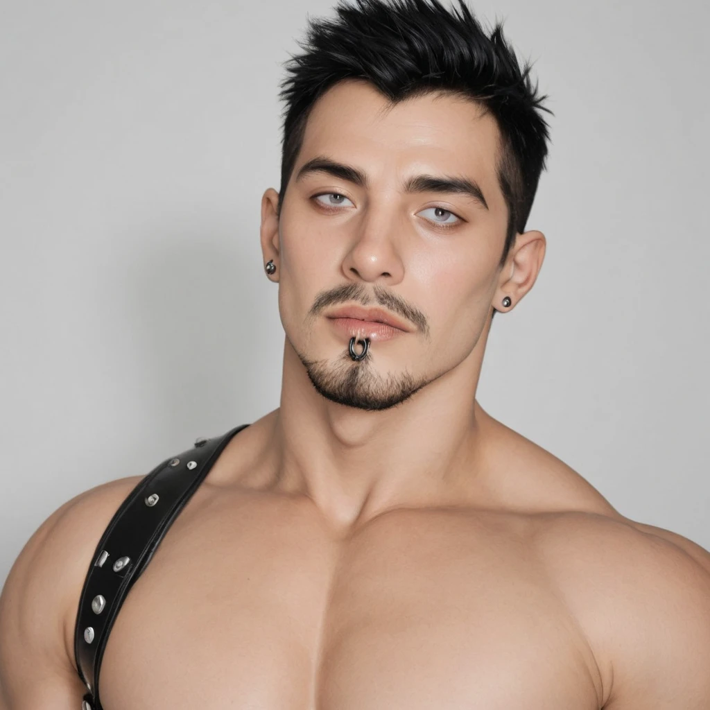 Latino chav, 20 years old, short hair, men, hairy, hairyalpha, BeardAlpha, wearing a superhero clothes, wearing a superhero cape, tight uniform, open shirt, wearing a pectoral harness, oversized pectorals, heavy pectorals, oversized bulge, intimidating, smirking, nipple rings, angry, threatening, bara, prison background