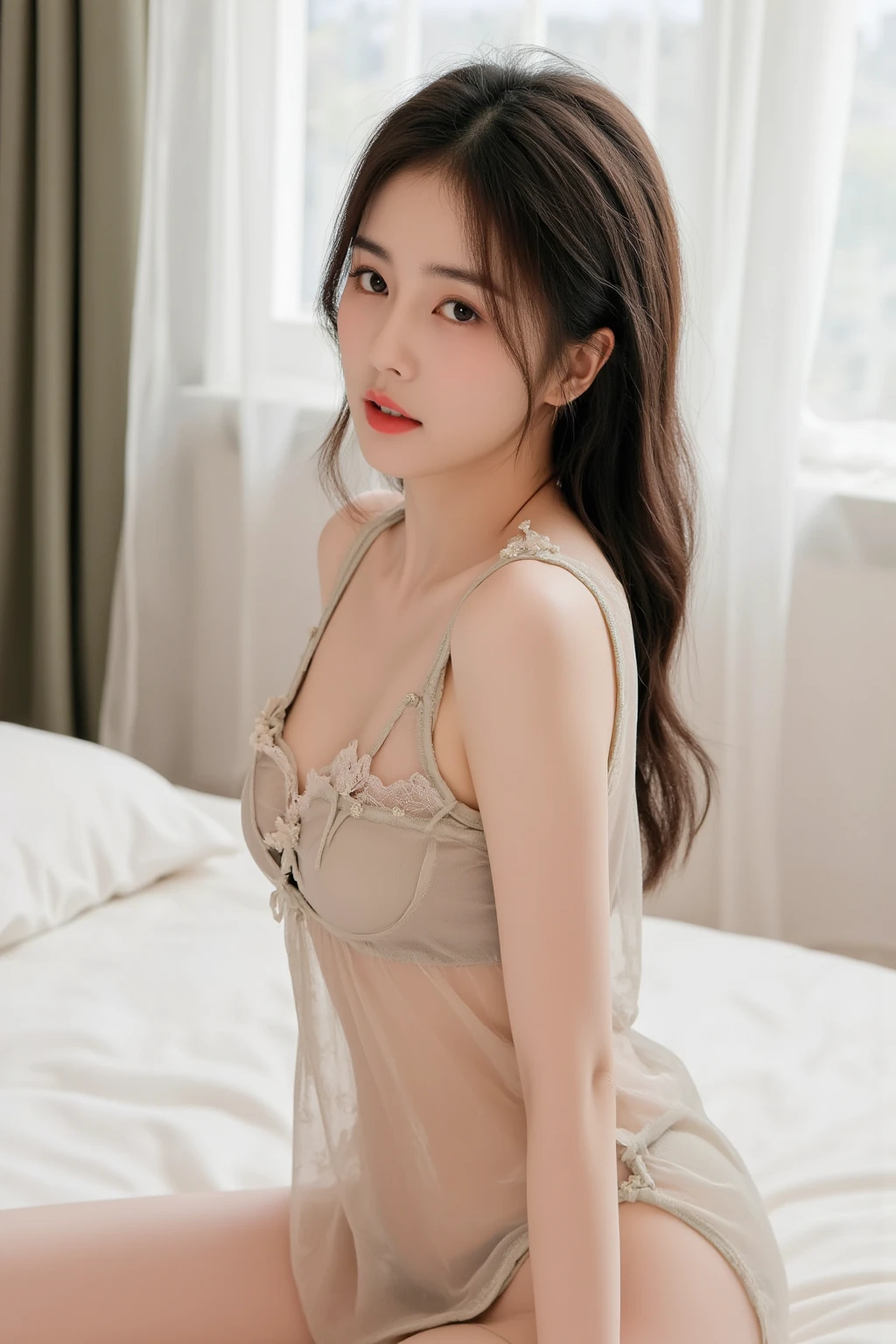 (RAW Photos, Highest quality), (Realistic, Photorealistic:1.3), masterpiece, Very delicate and beautiful, Soft Light, Beautiful detailed girl, (Detailed fingers), 1 girl, Japanese, Pure beauty, cute, young, smile, Beach, Lying down