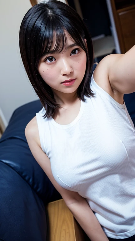 (solo:1.5), (japanese girls:1.5), close-up, masterpiece, best quality, full anatomy, raw photo, photorealism, face, incredibly ridiculous, beautiful girl, cute, short hair, depth of field, high resolution, ultra detail, fine detail, very detailed, very detailed eyes and face, sharp pupils, realistic pupils, sharp focus, cinematic lighting, flat breasts, small breasts, small, (small bust:1.2), small bust, (slim, small, flat, small), slender, delicate and sexy collarbone, slender, masterpiece, soft light, on a white bed, beautiful woman looking at camera, detailed photos, petite person, (slim, small, flat, small), sexy pose, wet body, soaked, 20year old girl, sexual expression, short hair, slender, delicate and sexy collarbone, very sexy outfit, sexy pose, deep chest, see through, (naked body:1.5), (without panty:1.5), (undress panty:1.5). (nsfw:1.5), (wide open legs:1.5), (can see vagina:1.5), (wet body:1.4), (kneeling:1.5), (pussy fourcus:1.5), (from above:1.5), (spread crotch:1.5), (class room:1.5), (wet body:1.2), (white wet cotton panty:1.5), (tan line:1.5), (suntan:1.5). (school uniform dark blue check pleated skirt:1.5), (up skirts:1.5), (adidas sports bra:1.5), ((rocker room))