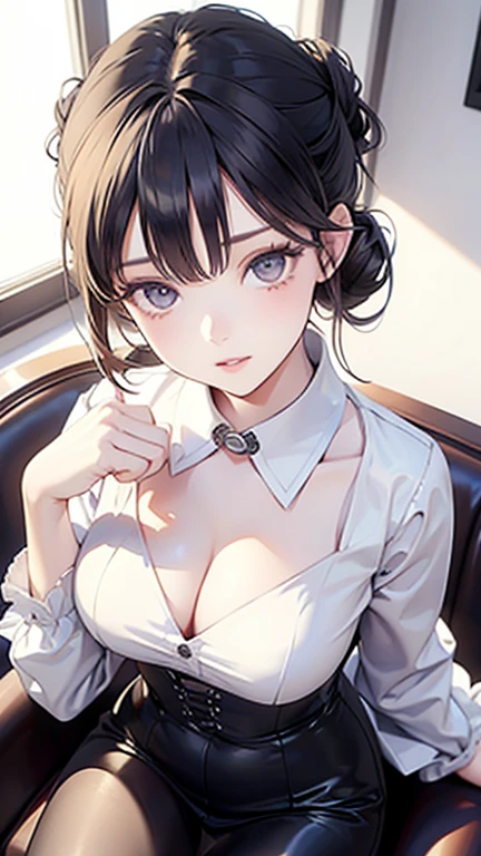 One girl, Portrait of a beautiful donkey pex, Sports competition, White jacket, corset, skirt, pants, Black Hair, Redhead, Braid, compensate, choker, Cleavage, Wide Hips, Volumetric lighting, Highest quality, masterpiece, Intricate details, Tone Mapping, Sharp focus, Super detailed, Trending on Art Station, Realistic  