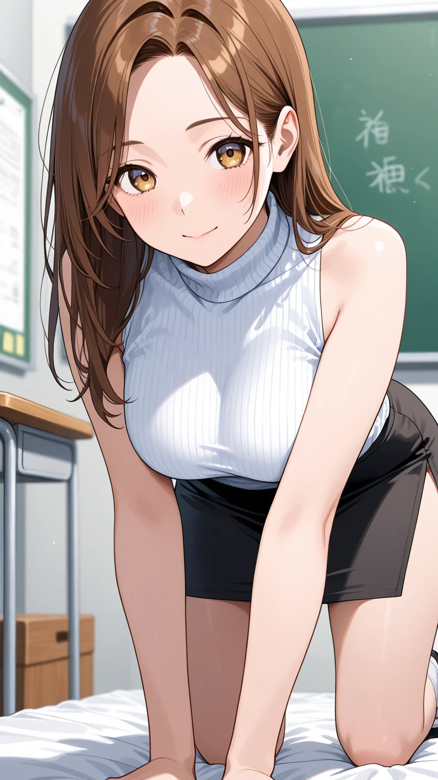 [1girl, 1girl, nice nature \(umamusume\), umamusume], (throw_hand, pink vibrator remote switch in throw_hand, throw:1.2), Highest quality, Super detailed, masterpiece, Ultra-high resolution, 8K, Ridiculous, Cowboy Shooting, Blurred, One girl, Focus on the girl, Embarrassing, blush, Lovely, Close one eye, With tears in her eyes and her mouth open, What saliva leaves behind, Wet skirt hem, (Sticky panties:1.1), Bulging of the vibrator cord, Vibrator with Garters, (cleavage), Classroom Background, The skirt is accidentally exposed,(large breasts), (crop top navel), (waist line), Accidentally exposed panties