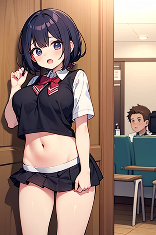 NSFW,(8k, Highest quality, masterpiece: 1.2),Fullbody:1.5, (Realistic, photoRealistic: 1.37), (beautiful face),Very detailed face, (One boy:1.5),(shame:1.3,shyness,embarrassed:1.4,constricted pupils:1.5,disappointed,Humiliation: 1.2), Beautiful attention to detail, Floating messy boy's short Hair, (shirtlift:1.3), black stockings, skneakers,(whole body:1.2),(mob people,(flat chest:1.1)),background blur,(at boy's School classroom),tears:1.1,(nude,penis between legs:1.3),show teeth,standing,(crowded:1.4)