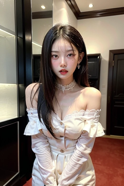 (Masterpiece: 1.0), (Best Quality: 1.4), (Ultra High Resolution: 1.2), 4K Quality, (Fine Illustration: 1.4), (8K, RAW Photo: 1.2), Soft Focus, (Sharp Focus: 1.4), Vibby Colors, High Quality, High Contrast, Gorgeous Lighting, (Best Quality), (Japanese: 1.0), (China: 0.5), (Liu Yifei: 1.3), (1girl), Girly, Standing, Facial Focus, Exquisite Facial Features, Delicate Hair, Delicate Eyes, Long Round Eyes, Symmetrical Face, Perfect Skin, Volume Light, Stunning Environment, High Detail, Hyper-Realism, Thick Lips, Beautiful Lips, Symmetrical, Warm Colors, (Black Hair), Intricate Hair Accessories, Stud Earrings, Bracelet, (Choker White:1,1), Jewelry, Hair Accessories, Goddess, Big , Middle , Milf, , , Uncensored, , Bra,