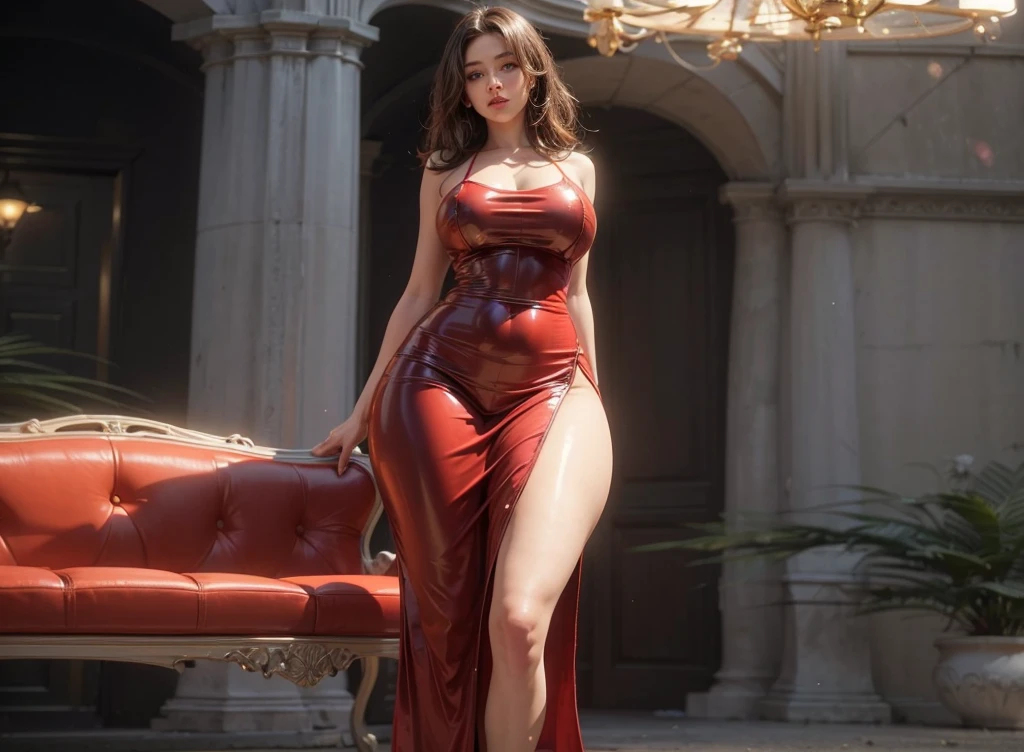 (full body shot:1.5), (Masterpiece:1.1), 1girl, solo girl, 18 year old girl, ultra realistic face, hyperrealistic, hyperdetailed, (wide angle pose, standing position:0.5), (inspired by disha patani), sharpen, detailed face, detailed eyes, detailed lips, red lips, beautiful face, 16k, FHD, raw photo, cute face mesh, pretty face mesh, beautiful hair style, (neck ornament), (wedding flared dress, flared dress with laces, asymmetric dress, flared frock with red laces), (queen flared frock, queen look, wedding queen), intricate, extremely detailed, scattering surface, ultra realistic textures, realistic face, red lip, glow face, perfect figure, beautiful curved body, fit body, (fancy high heel), tied hair, fancy hair ornament, (muscular boobs, perky boobs, perky tight boobs), (muscular body part, abs), (wedding room, croud people background, wedding party, wedding ceremony).