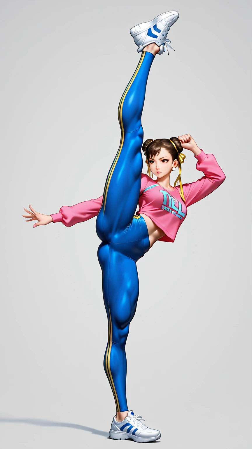 beautiful woman, wearing skintight shiny, minimal cameltoe, delivering a strike to a man