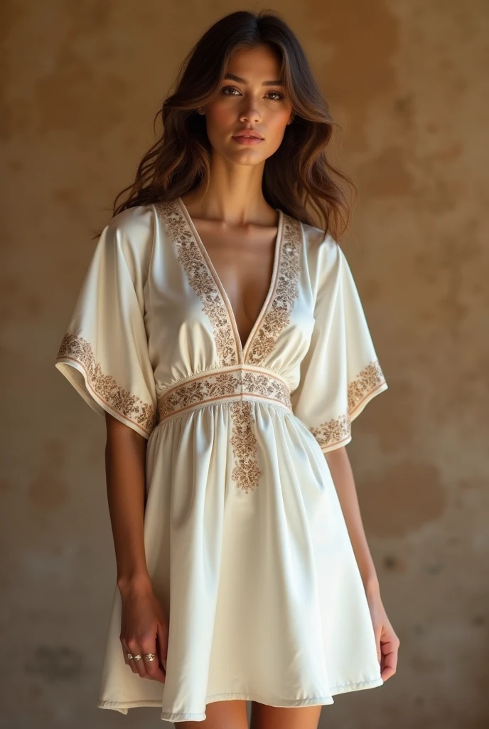 belle femme, mode, belle robe longue, Nice neckline, robe traditionnelle, corps mince, (()), Marrakech, Maroc, Instagram Photo Type, wavy hair, 4k, Realistic, HD, beau visage. Fermer 