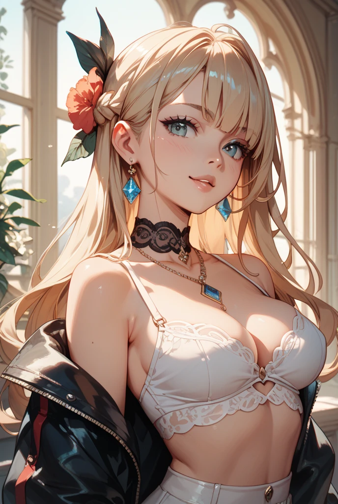 full body, extreme wavy hair, luxurious hair, lustful eyes, a knowing smile, aroused , playfully aroused, dripping with desire, busty cleavage, heavy bust, large breasts, pajamas, slim waist, posing by the bed, coy smile, (blushing:1.3), looking lovingly at the viewer, seductive green eyes, an inviting pose, bedroom background, champagne, in love (pov), loving gesture, loving gaze, loving eyes, glowing eyes, highly detailed eyes, chocker, earrings, nsfw,