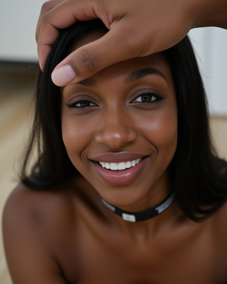 masterpiece, HD, best quality, official art, professional photography, 8k, 180mm, highres, perfection, ultra-realistic, Pretty black girl sucking my penis, lots of saliva, cumshot, big hard dick in her mouth