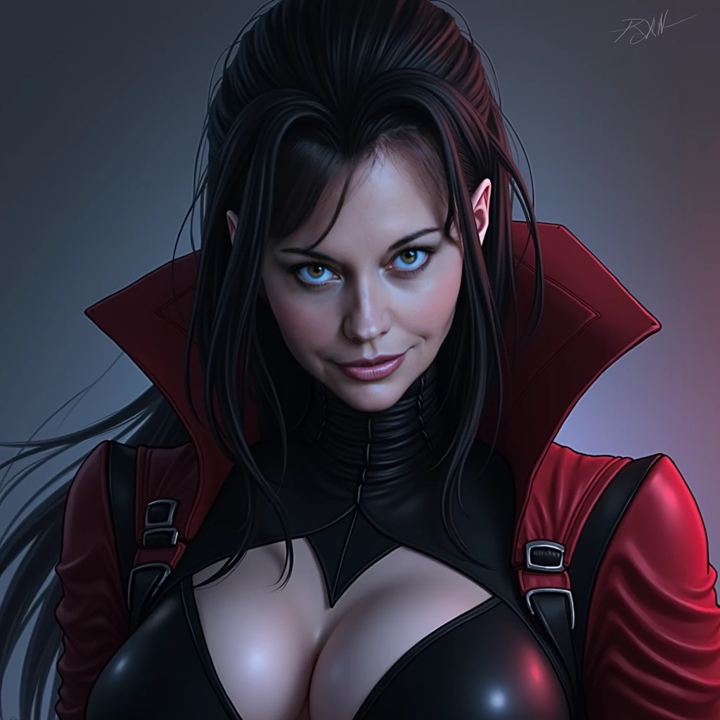 Description of the realistic photographic style to portray a seductive vampire. The image is captured in high resolution, with sharp detail and an almost palpable quality. The lighting is carefully adjusted to highlight the contours of the vampire's face and body, highlighting her great sensuality. The result is a photograph that seems to capture the exact moment when the vampire emerges from the shadows of dark vision. --auto --s2