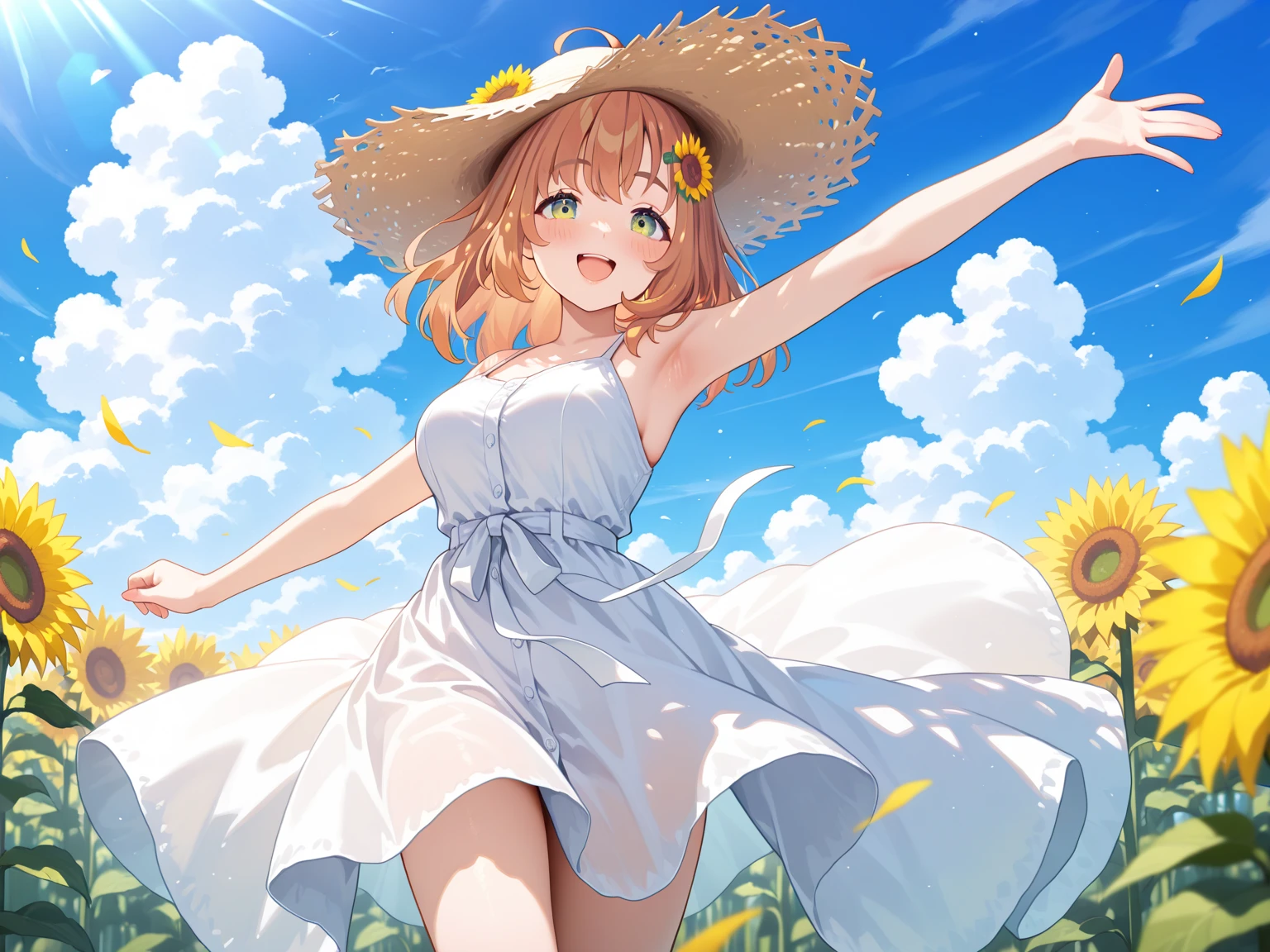 kidney, Rena Ryuuguu, Orange Hair, short hair, blue eyes, smile, blush,Grin,(Small breasts:1.2),beret,Sleeveless dress,Long skirt,Heeled Sandals,morning,morning陽,The sun is rising,Paddy field,Residential Street,Holding a bucket in both hands,walking,whole bodyがイラストに入る,
壊す looking at viewer,whole body,
Destroy outdoors, Destroy the countryside (masterpiece:1.2), Highest quality, High resolution, unity 8k wallpaper, (shape:0.8), (Beautiful attention to detail:1.6), Highly detailed face, Perfect lighting, Extremely detailed CG, (Perfect hands, Perfect Anatomy),