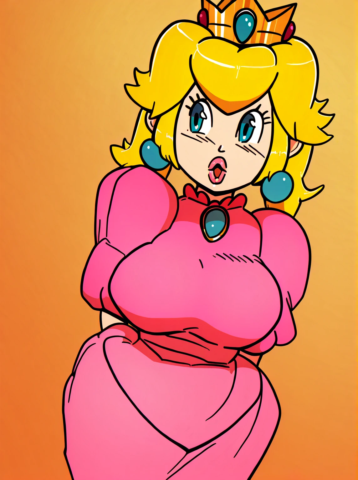 kawaii style, (masterpiece, best quality:1.3), LemonadePikachu, 1girl, solo, looking at viewer, mature female, blushing, wide hips, thick thighs, __assize__, gigantic breasts , red eyes, Canary yellow Lob (long bob) , Ruffle Top , Dress pants , angry , Arms above head pose <lora:LemonadePikachu Style Lora:.9>, cute, adorable, brightly colored, cheerful, anime influence, highly detailed
