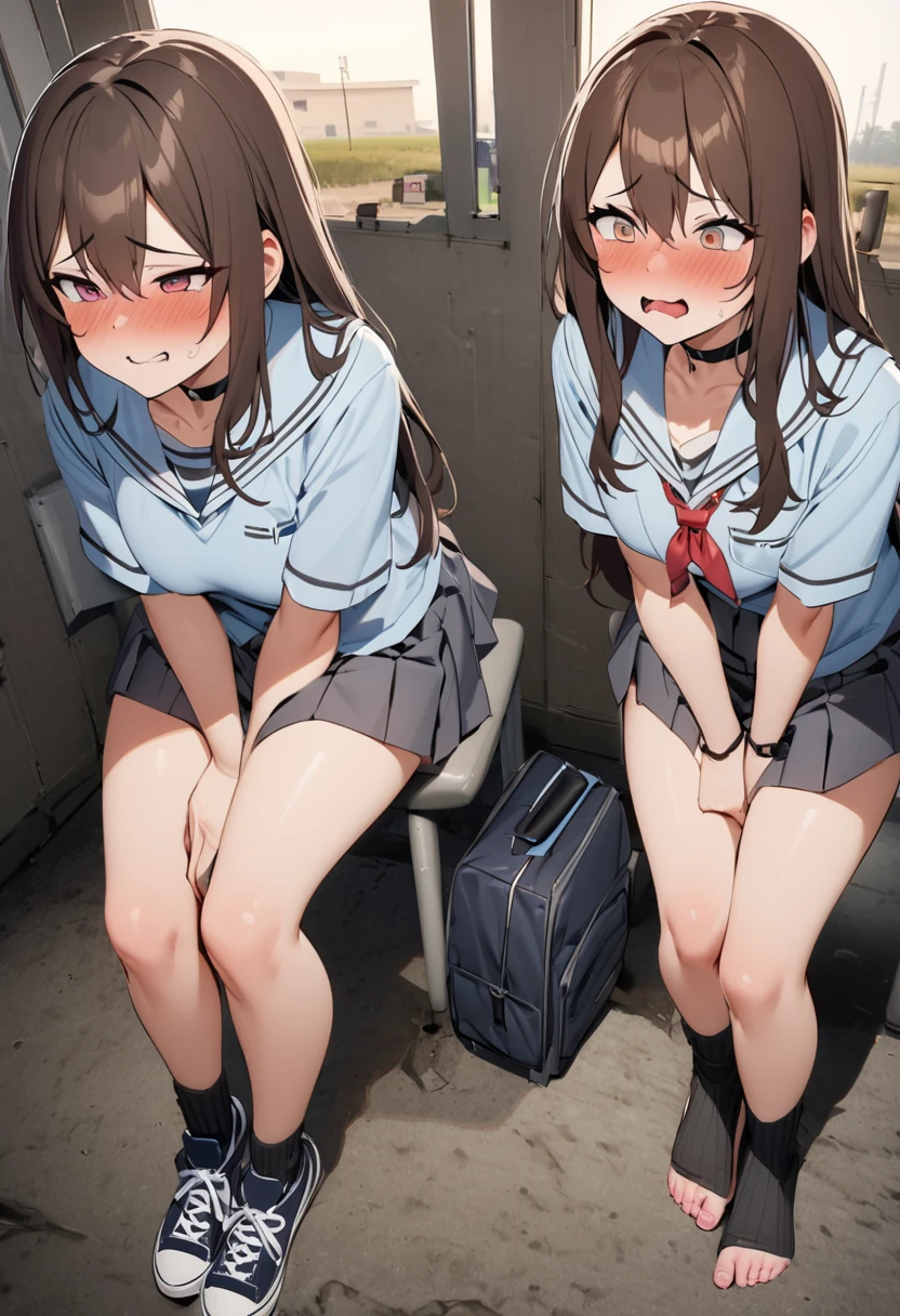 (Completely naked), ((masterpiece)), ((Highest quality)), (Very detailedな), ((cute)), cute, (Multi-point), ((sexy)), (device), ((Very detailed)), 4K, (8K), Highest quality, (beautiful), hyper cute face, shape, Anime Style,hyper Genuineistic, Genuine, Dynamic Angle, ((whole body)), close, Thick outline, Clear contours, at school, (girl, 3 cute girls:1.5), (high school girl :1.5), beautiful light brown hair, beautiful brown eyes, ((beautiful eyes)), (Split Leg Squats:1.5),