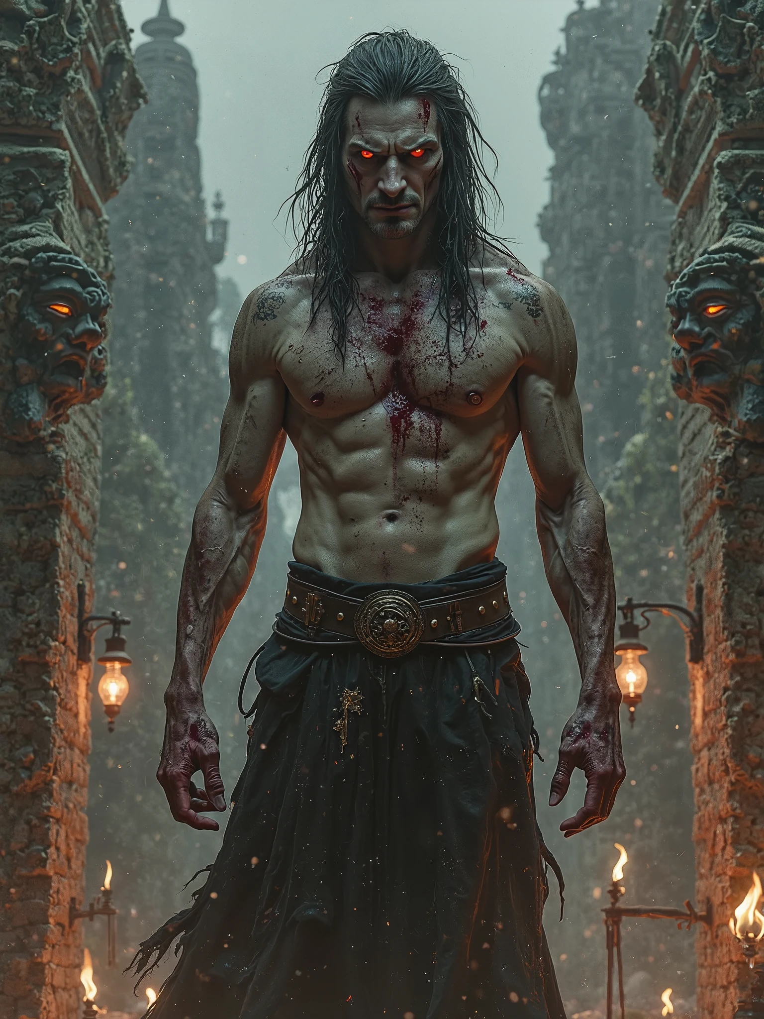 A hot tall man with sharp teeth 
