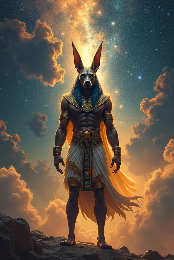 Anubis, Egyptian god, doradas, print