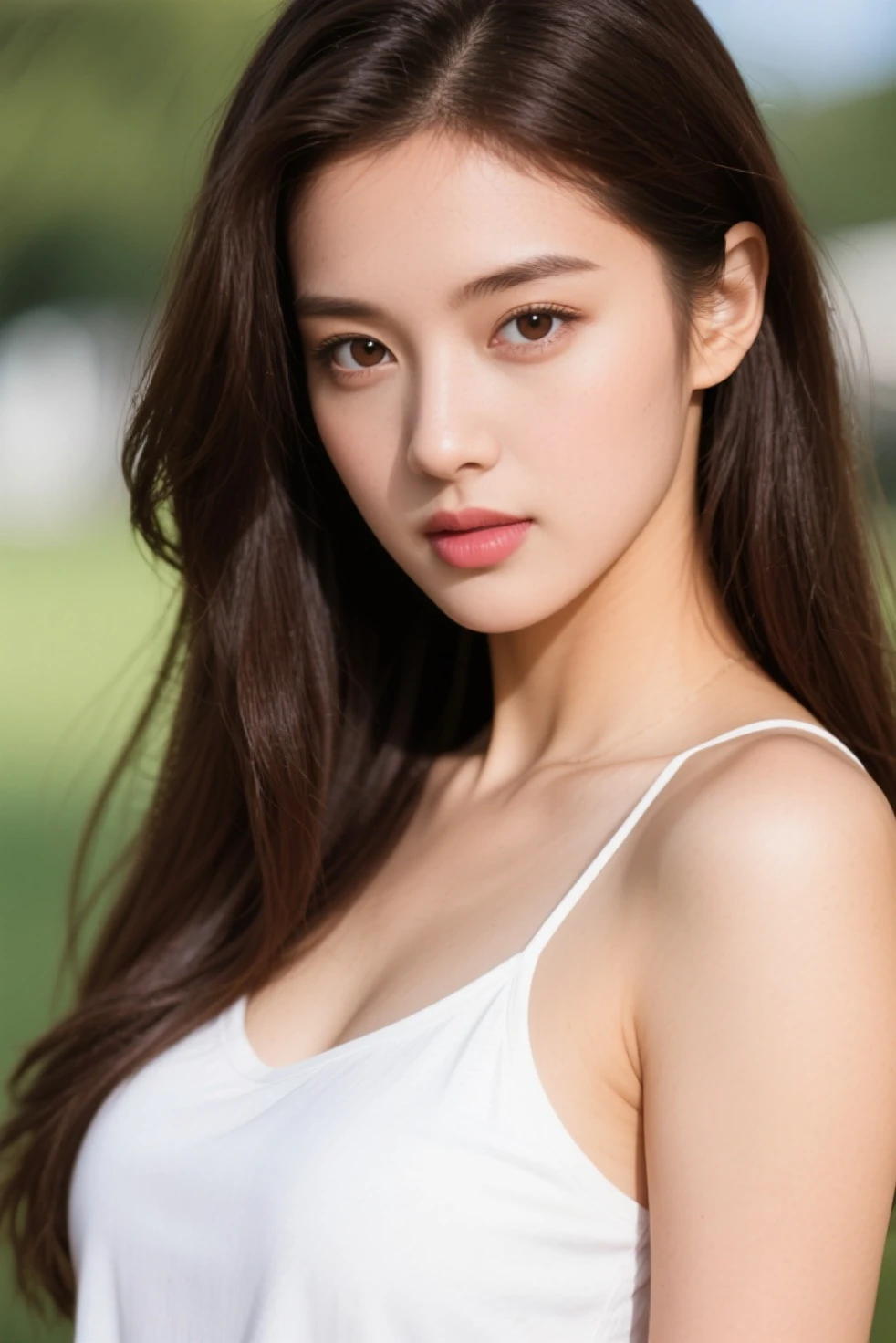 super realistic eyes、fashion model 24 years old, cute, [[[[moist eyes]]]], [[[[closeup]]]], [[[[chest]]]], [[[[neck]]]], [[[[shoulders]]]], perfect eyes, perfect iris, perfect lips, perfect teeth, perfect skin, soft front light, glow, HDR, (muted colors:1.2), Beautiful girl from Eastern Europe with her mouth closed、astonishing beauty、solo、Smile、beautiful face, table top, highest quality, realistic, Super detailed, finely, High resolution, 8k wallpaper, 1 beautiful woman,, light brown messy hair, wearing a business suit, sharp focus, perfect dynamic composition, beautiful and detailed eyes, thin hair, Detailed realistic skin texture, smile, close-up portrait, model body shape,cleavage, tropical beach, thin and long legs Translated with DeepL.com (free version)
