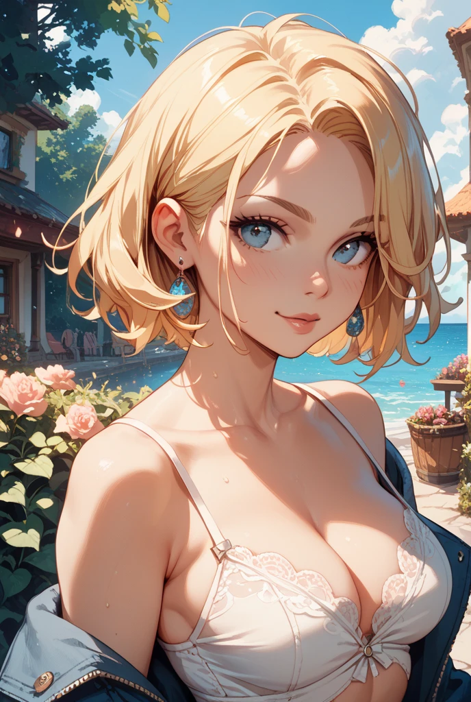 Classical painting, Night desert,Woman in swimwear,Portraiture,smile,Bikini,necklace,Earrings,bracelet, alone,Beautiful Face、Lively Faces、40 years old、Sex appeal in adult women,blondes,blondes,Short Bob,Beautiful hairstyle、 Realistic Skin、Beautiful Skin、Narrow shoulders,charm,whole body,detailed,Realistic,Realistic,Backlight、Soft Light、Swimwear,(Sergeant's Oil Painting)、(Highest quality、masterpiece)、anatomicaly ,Slightly large chest(D cup),Back view, Character profile, look up, Wide-angle shot, sunglasses,scarf