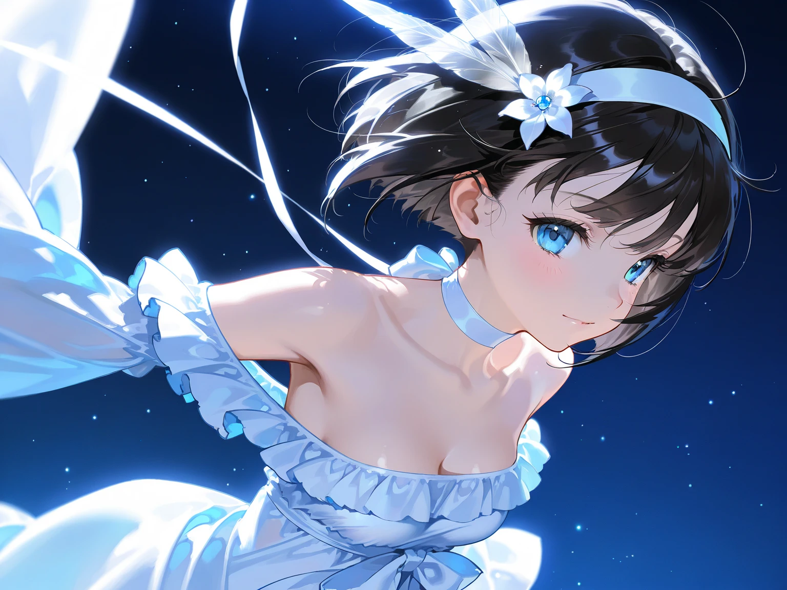 the same,
Depicts only one woman,

Black Hair,Wet hair texture,髪の毛からDripping水滴,
(Short Hair.05),Ashime,straight,

((Black Rose))Hair Accessories,Purple Necklace,

Natural skin texture,Big boobs,Narrow waist,Bring both arms together,

((((White one piece dress)))),
White scarf,
(((White transparent jacket))),
Golden crown,

Neuschwanstein Castle,Garden of Roses,stand up,
11:30 PM,wood々,darkness,Starry Sky,moonlight,constellation,shooting star,

Slightly larger breasts,expression(anger),Hall々and attitude,White teeth,Closed Mouth,Narrow your eyes halfway,
blush,From the side,Sexy pose,upright posture,From the eyes(Tears)Dripping,

Natural depiction,
Beautiful depiction,
Shiny eyes,
Healthy Body,
Natural hairstyle,
Natural body contours,
Natural facial contours,
(Five fingers)A clear depiction of,Symmetrical fingers,
Two arms,Two legs,
Sharp eyelid depiction,
Symmetrical eyes,Symmetrical eyes,
Keep the subject in the center,Expand the upper body,
Beautiful image quality,
Delicate shades,
4K,Very detailed,
Delicate light adjustment,
Delicate contour drawing,
Does not depict nipples,