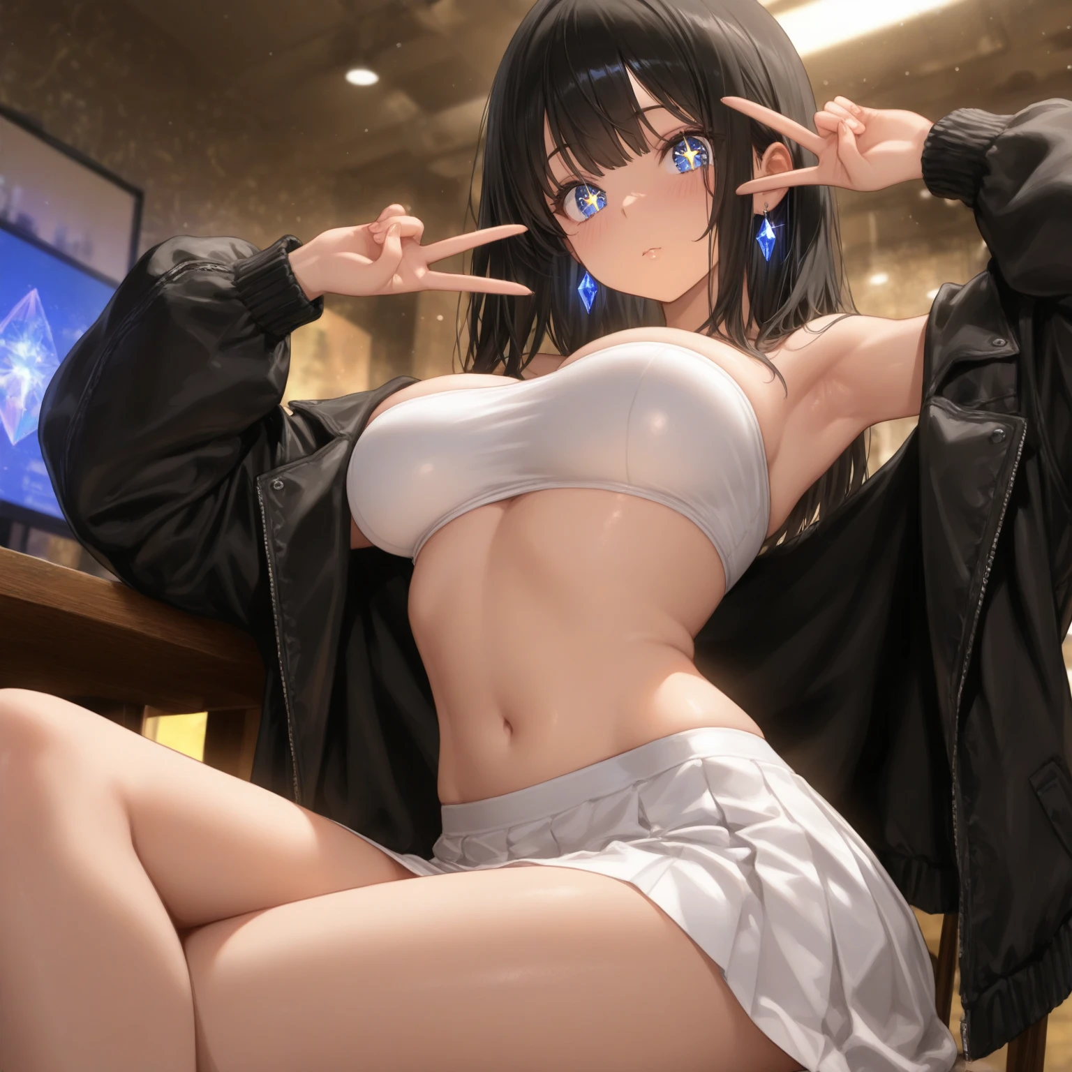 1 woman, alone, 8k, masterpiece,, Masterpiece, 8ก, (big breasts:1.5), Cute face, , look at the audience., Stationary face , (nipple:1.6), (hairy:1.7),