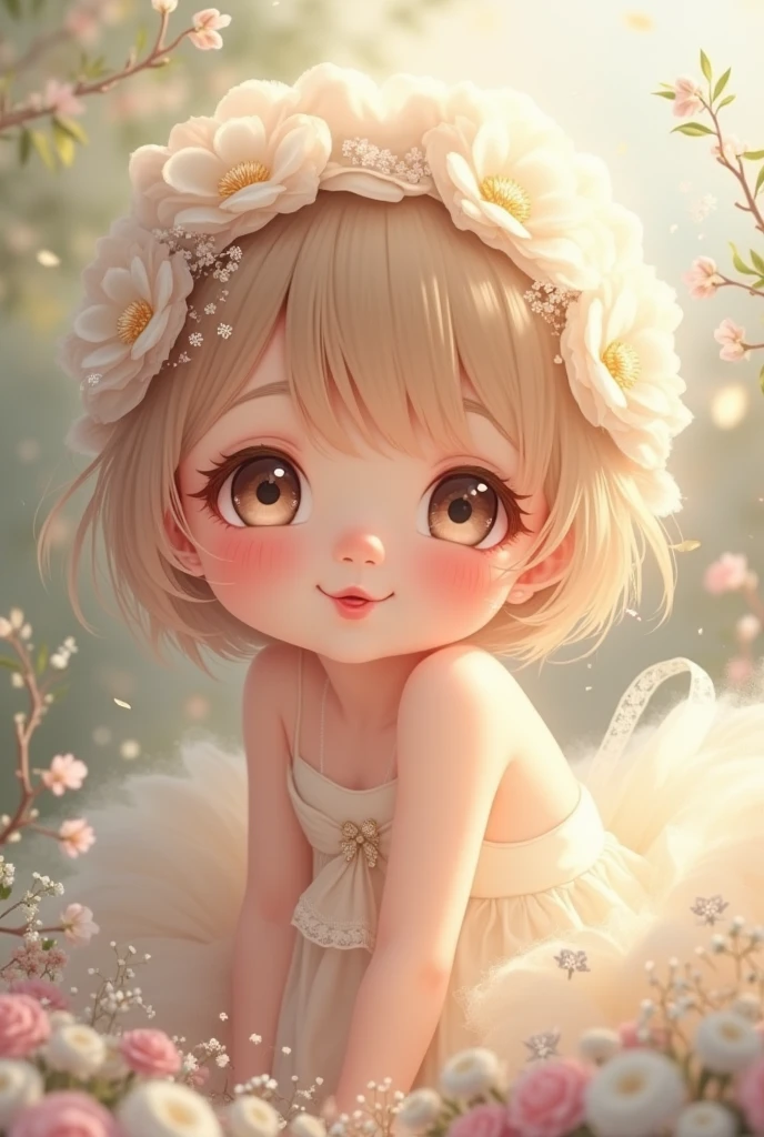 Baby Angel、Smile cutely、Soothing、flower field、fluffly、heart mark、A smile、Plump、Happy Birth