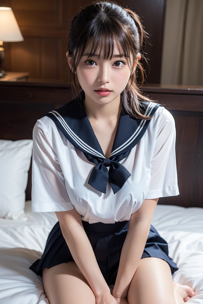 Sitting with legs crossed,1 girl, Very bright backlight,alone, {Beautiful and detailed}, (ベッドにLying写真), Very beautiful big (Huge breasts:1.5) And a small waist ((Press the chest)) ,Big Breasts,Calm expression, Natural soft light,, Delicate features, Blunt bangs, Beautiful Japanese Girl, 18-year-old, ((Seductive pose)), attractive figure,(Blonde), Light grain, Real Hands, masterpiece, highest quality, Realistic, Very detailed, In detail, High resolution,Beautiful Hair, Perfect dynamic composition, Beautiful and beautiful eyes, Japanese Idols,((I&#39;m nervous and embarrassed)),Sharp focus, beauty mix, (Sailor suit:1.3),Movie Girl,Exhibitionism,Showing off,（Semi-long hair:1.5),(Curly Hair),(shameful),Intellectual atmosphere,student,shirt,skirt,tie,Button open,glossy,sexy,Shyness,Lying,Lying down,(Hair tied back),(Health Room)