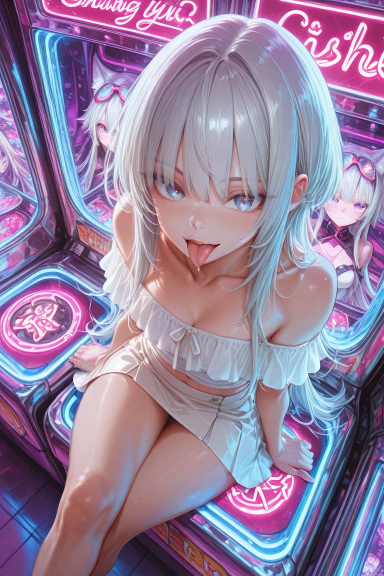 ((highly detailed)), nikke, alice, perfect human hands, (great breast:1.1),masterpiece, best quality, ultra-detailed, glistening shiny, glowing light, ray tracing, HDR, deph of field, (perfect face, detailed face, detailed eyes,perfect hands,perfect fingeredium boobs:1.2),8k,HD,ultra realistic face,ray tracing,perfect lighting,best quality, ultra-detailed, shiny eyes, (looking at viewer, smiling:1.1), ((1girl:1.2)),cowboy shot,thicc,streaked_hair,((white gradient hair)),multicolored eyes, gradient eyes, (glowing eyes:1.5), mascara, (fashion make up), (parted lips,blush,cameltoe,inside casino, poker table, poker games, roulette),((super detailed background)), dynamic poses, ((8k wallpaper)), (mature female), head phones,(((naked))), nipples, ((ass)), ((ass focus)), bent foward, (((anus focus))), ((anus))