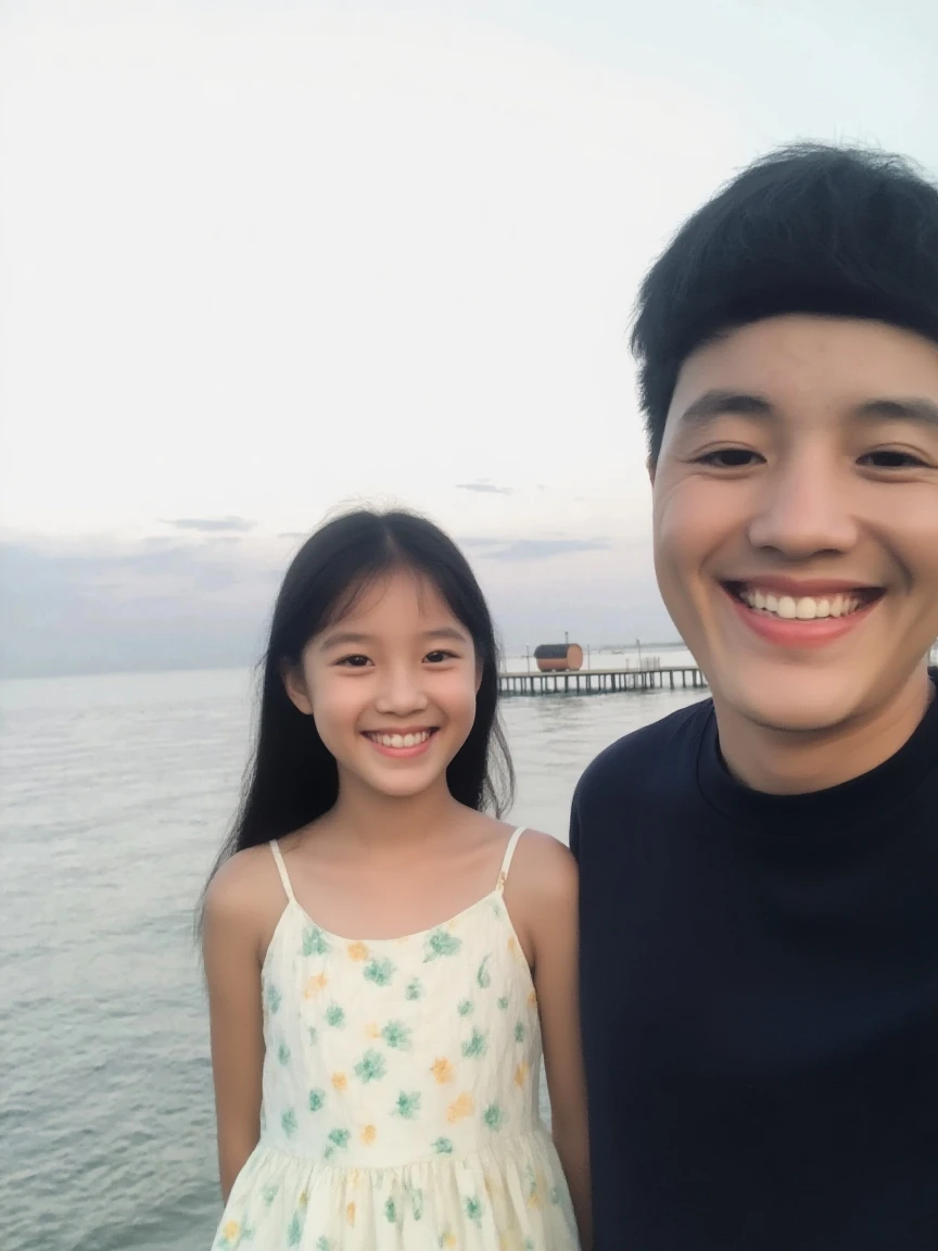 There were two men in life jackets on board, Ruan Jia and Fenghua Zhong, On a boat, , with a child, , they are very serious, photograph taken in 2 0 2 0, vacation photo, sitting in a small bamboo boat, xintong chen，chiquita，Junior high school girls，prette，Flame it up
