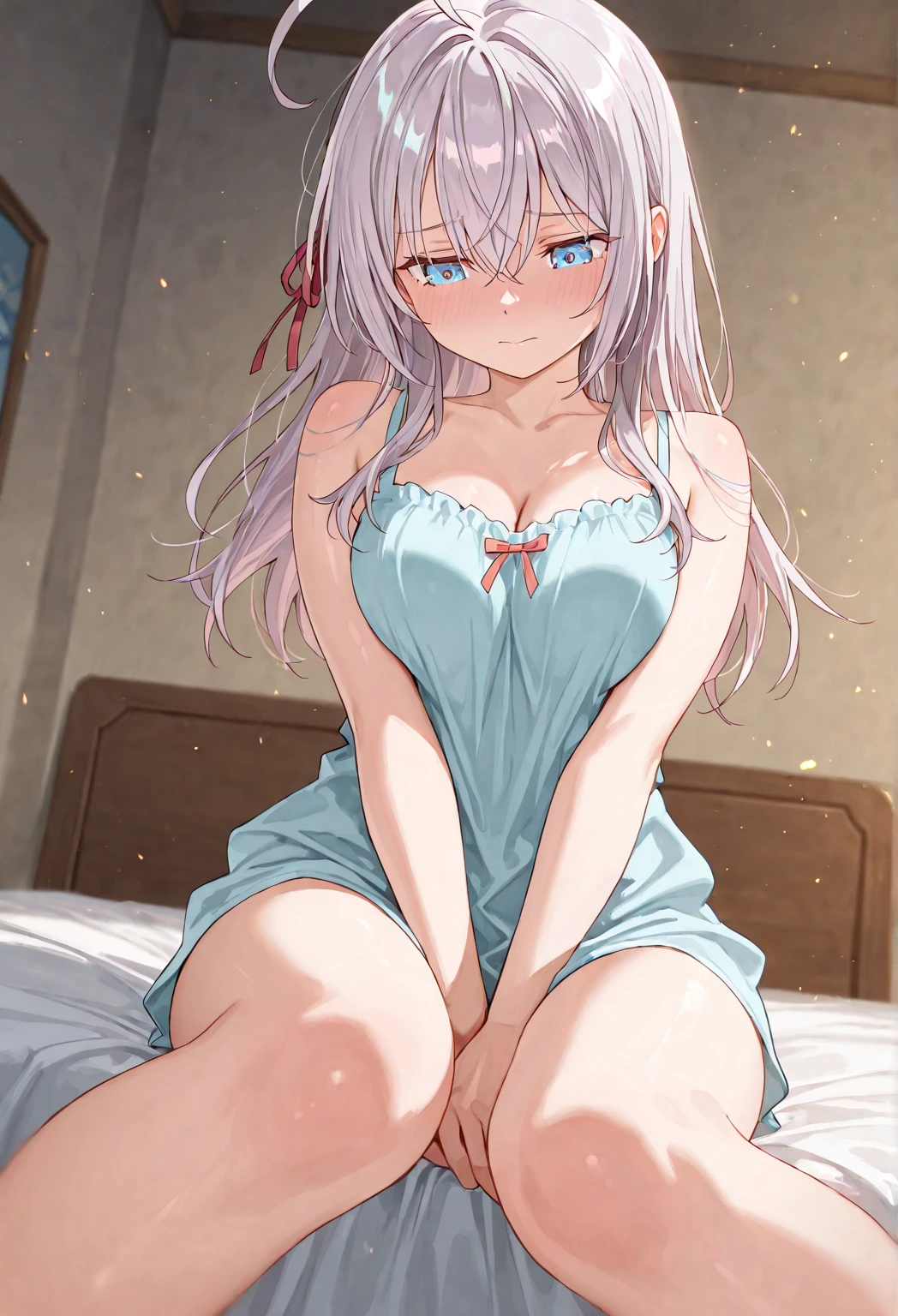 Highest quality, High resolution, Very detailed, Detailed Background, Perfect lighting、masterpiece、Best image quality、Highest quality、((Scared))、((cry))、blush, Open your mouth, ((A look of deep sadness))、(tearissionary position,man on top, spread legs))、((Reluctant))、Small nipples、Shiny Hair、(missionary, 1boy, penis, lying, vaginal, pov, spread legs, sex, nsfw)、Very fine and beautiful bright eyes、Very detailed, clear and beautiful face, Awards, Anatomically correct、((Scared))