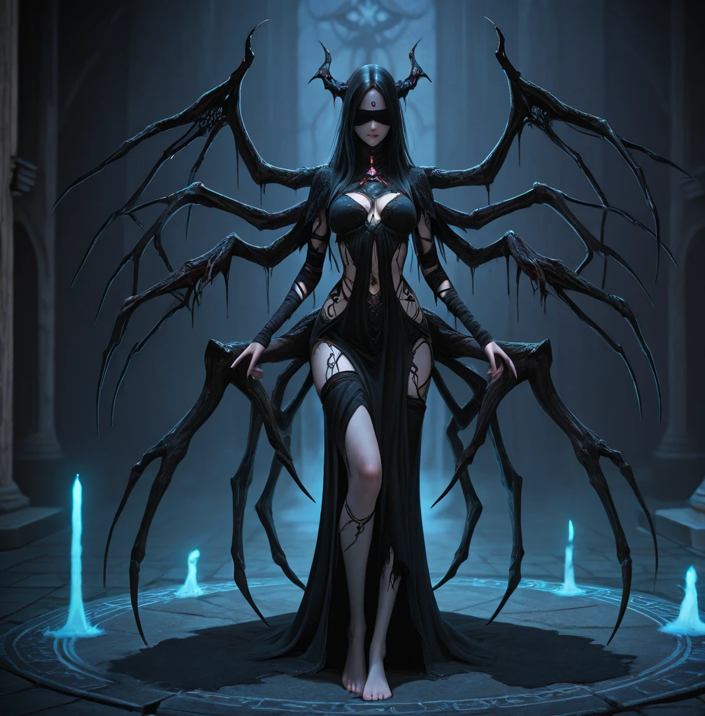 (Best Quality,Ultra-detailed,Realistic:1.37),Evil Priestess,angry expressions,Alien Symbiote Set,full body