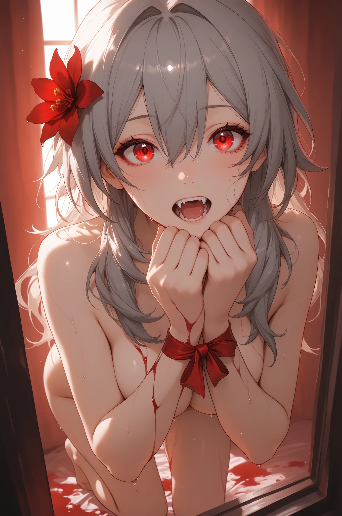 Necrophilia, blood, stabbed, bleeding, blank eyes, dead eyes, emotionless, nude, beaten, dirty