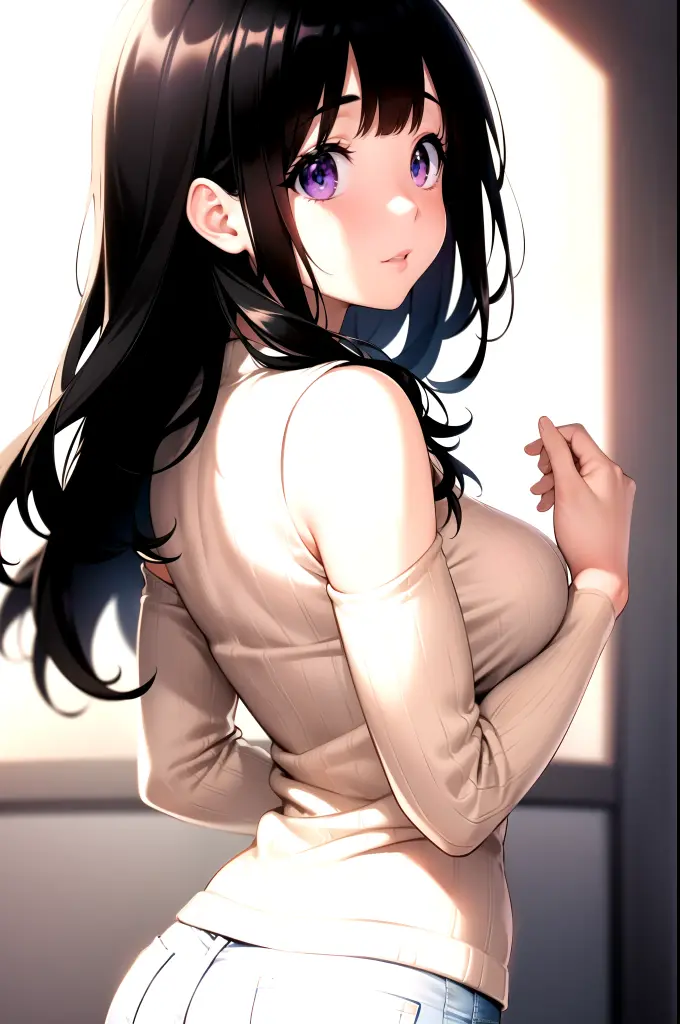 jeans. Sweater
