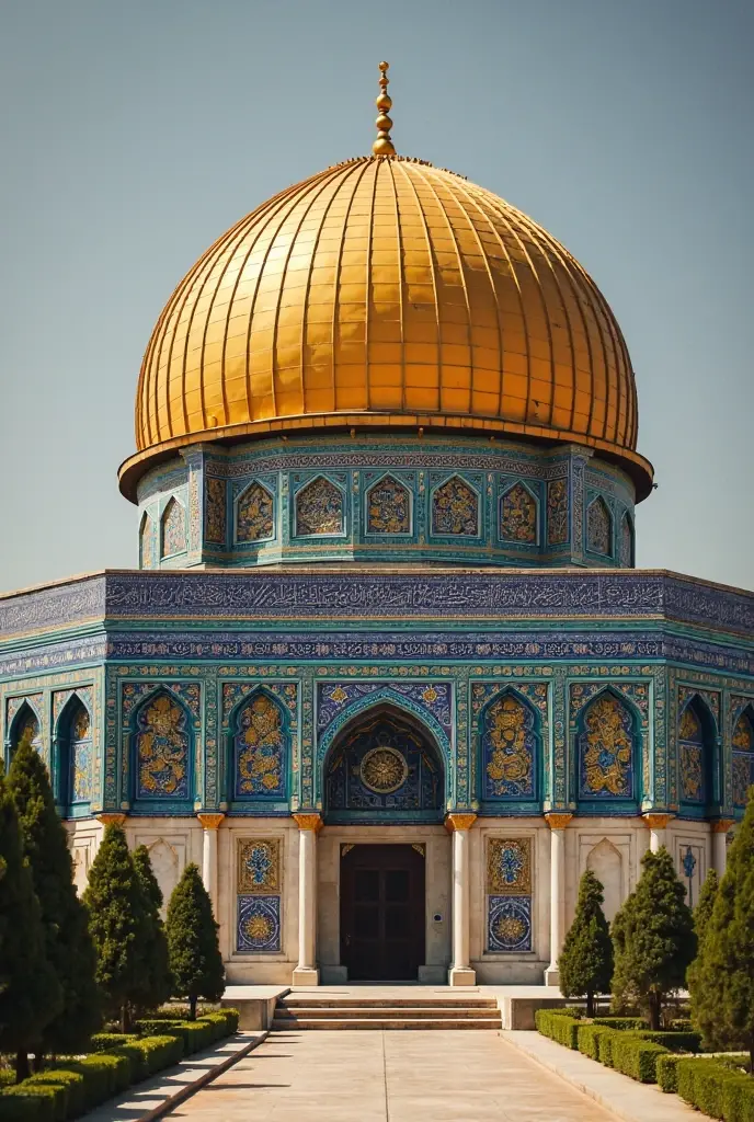 Al-Aqsa Mosque with resin art and green, red, black and white colors texture art