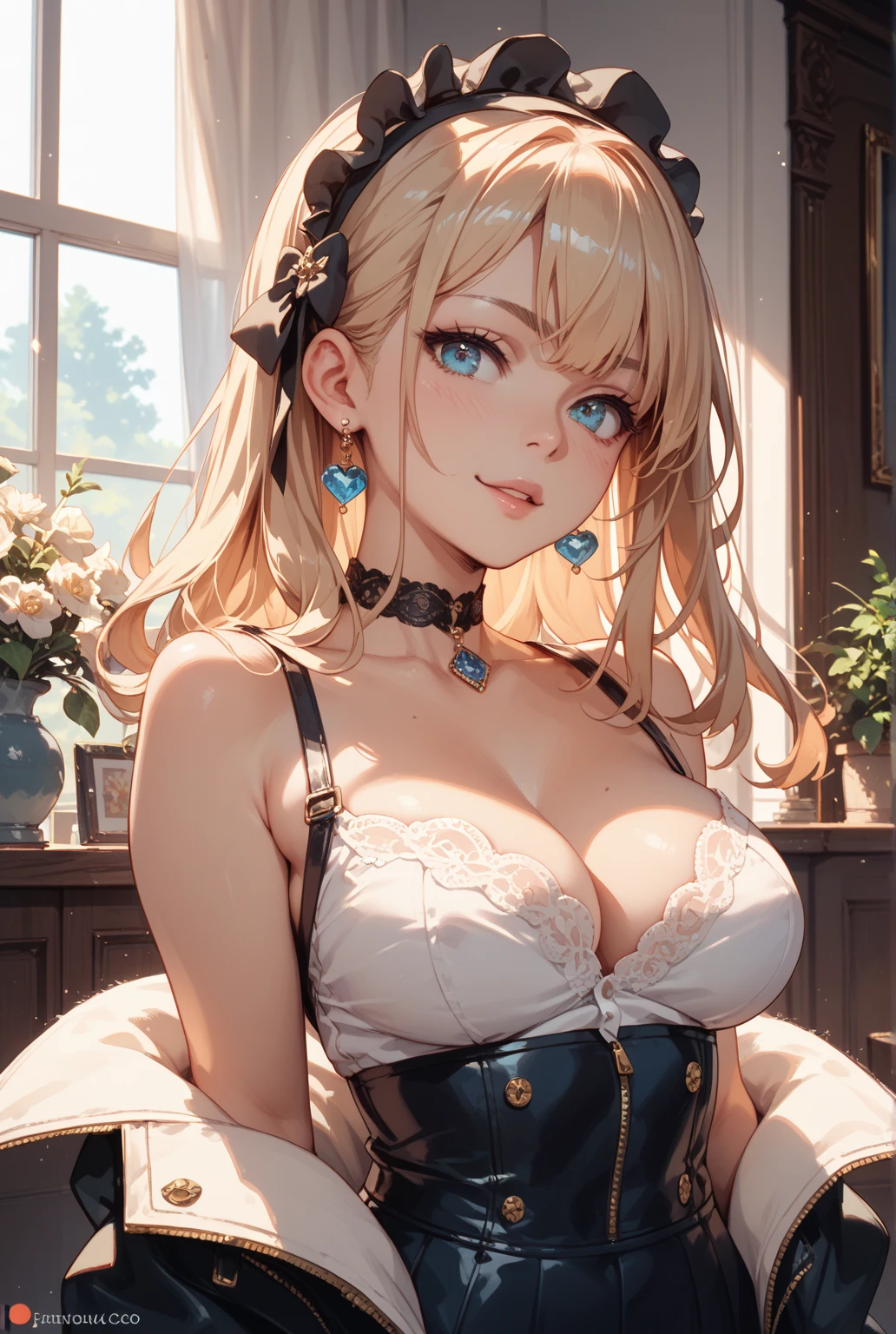 ((highest quality、High resolution))、Portrait、Blonde、Cosplay、Sexy Dress、tits、Nipples、((Beautiful girl showing pussy、No panties))、I'm tempting you、I'm inviting you to have sex