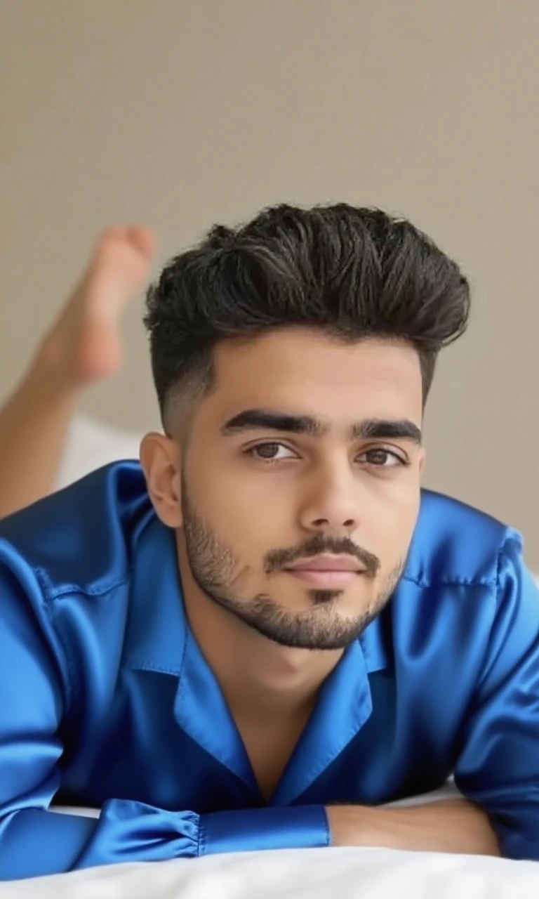 A young handsome guy name Samer with spiky hair a temperamental cool and flirtatious guy wearing sleeveless black shirt  black short pant