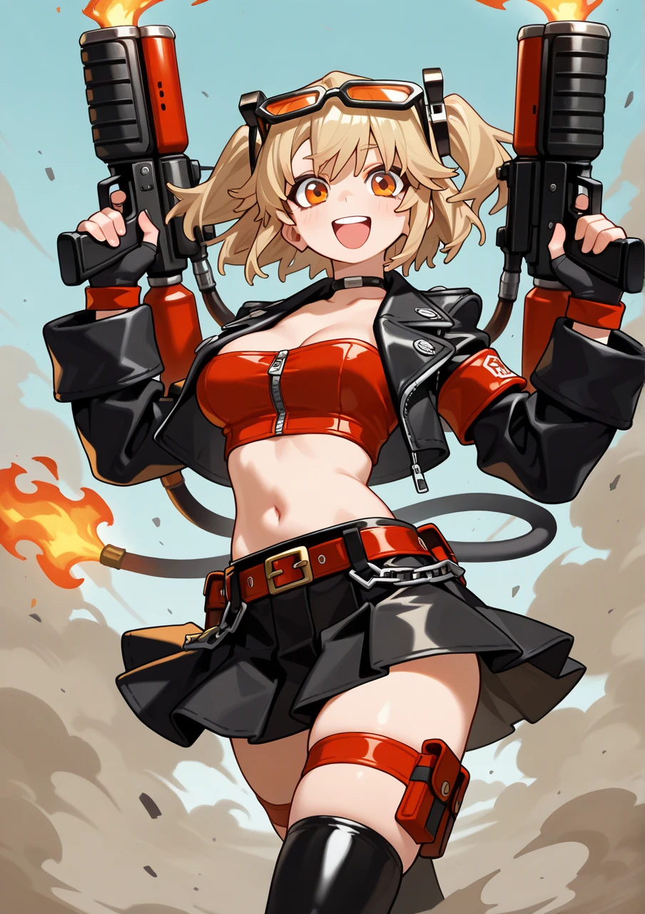 A female general riding a mecha、1 female、Blonde、bikini、Kick in the neck、完全なbikiniを着て、Kick your chest high in the air behind you、Kick in the side。