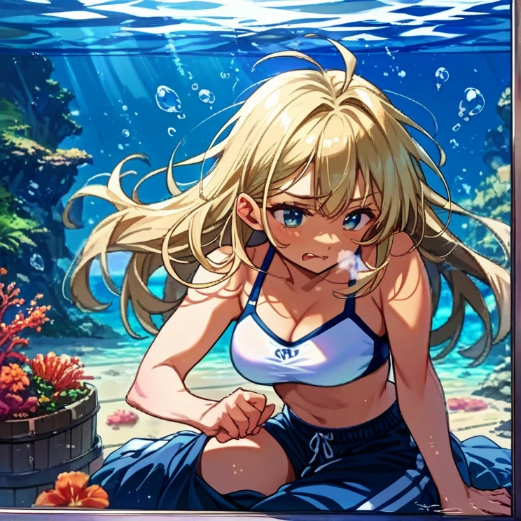 a blond、Twin-tailed、swim wears、???, tits out, top-quality, masuter piece, hight resolution、