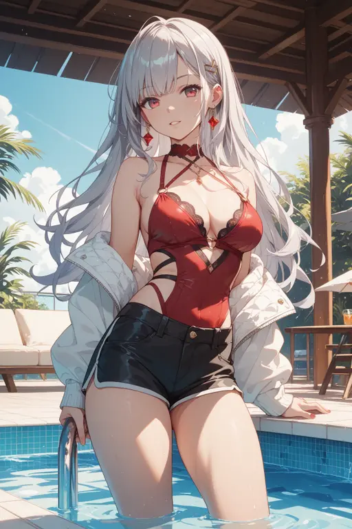 klara,1girl, white hair, long hair, red eyes, (Beautiful,Huge_Breasts:1.3),
BREAK
, 1girl, solo, Standing in the garden, full body, full figure,
BREAK
, Garden,
BREAK
, bikni, mini bikini, sexy bikini
BREAK
, official art, extremely detailed CG unity 8k wallpaper, perfect lighting, Colorful, (best_quality:1.0), ultra high res,4K, ultra-detailed, 8K, HDR, high resolution, absurdres:1.2, film grain, blurry background, (vibrant_color:1.2), (beautiful_face:1.5), (narrow waist),