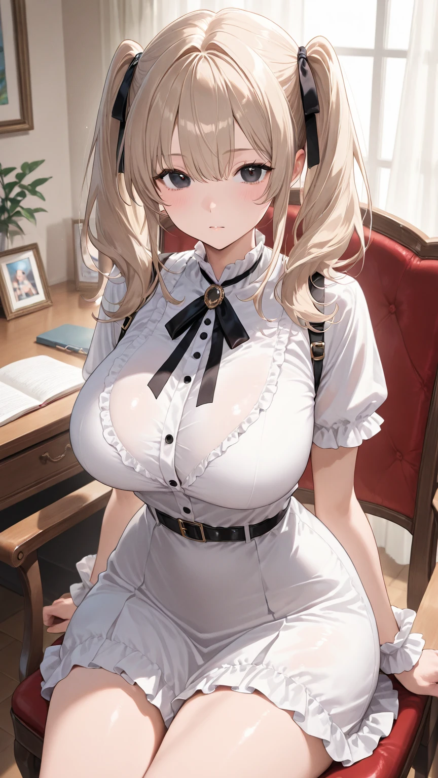 masterpiece:1.4,best-quality,Super Detail,Very Delicate and Beautiful, (( slut, bitch, pervert, lewd, whore, harlot, indecent )), very gigantic breasts, cleavage, very slender, beautiful adult teacher