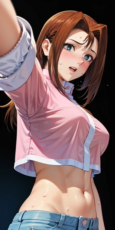mizuharachizuru, Chizuru Ichinose, Long Hair, bangs, Brown Hair, (Brown eyes:1.5), anger,Disgust, break skirt, Shirt lift, Short sleeve, Puffy sleeves, puffy Short sleeve, White Skirt, pink shirt, break outdoors, city, cityscape, crowd, people々々, break looking at viewer, (Cowboy Shot:1.5), break (masterpiece:1.2), Highest quality, High resolution, unity 8k wallpaper, (shape:0.8), (Beautiful details:1.6), Highly detailed face, Perfect lighting, Extremely detailed CG, (Perfect hands, Perfect Anatomy), Small head, (Lift up the skirt:1.5), (Wide pelvis), (Thick thighs), (Slightly large chest), Underboob,(スカート that rolls up:1.5), (Panties in full view:1.5), (Sexy panties:1.5), (From below:1.5),(Detailed vagina:1.5)